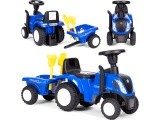 Riding tractor with trailer for kids interactive steering wheel sounds blue