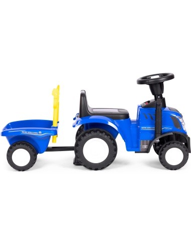 Riding tractor with trailer for kids interactive steering wheel sounds blue