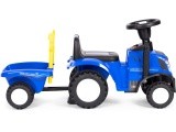 Riding tractor with trailer for kids interactive steering wheel sounds blue