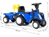 Riding tractor with trailer for kids interactive steering wheel sounds blue