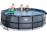 EXIT Stone pool ø488x122cm with sand filter pump and dome and heat pump - grey