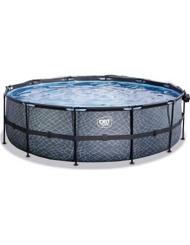 EXIT Stone pool ø488x122cm with filter pump - grey