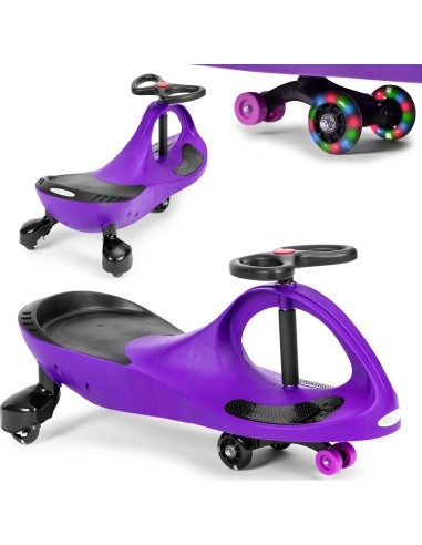 Gravitacinė mašinėlė vaikams su LED ratais, violetinė ECOTOYS