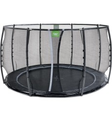 EXIT Dynamic ground level trampoline ø366cm with safety net - black