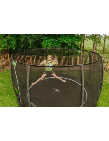 EXIT Dynamic ground level trampoline ø366cm with safety net - black