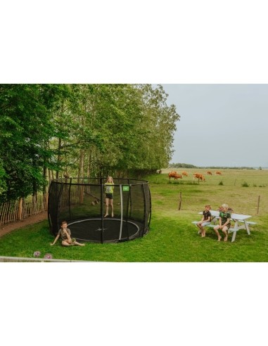 EXIT Dynamic ground level trampoline ø366cm with safety net - black