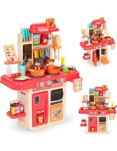 Kids kitchen sounds led steam generator 42 accessories pink