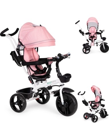 Tricycle tricycle stroller swivel seat 360* Pink ECOTOYS
