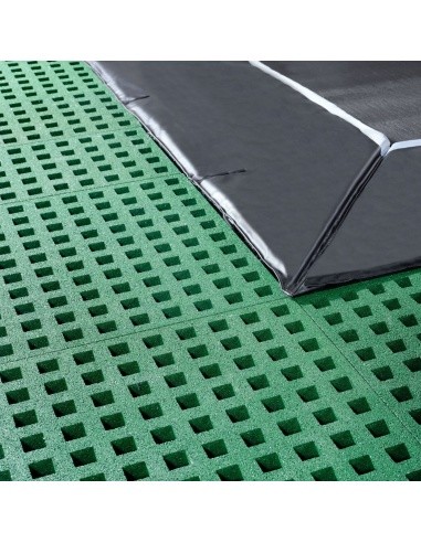 EXIT Dynamic ground level trampoline 244x427cm with Freezone safety tiles - black