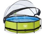 EXIT Lime pool ø300x76cm with dome and filter pump - green