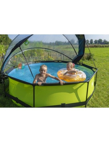 EXIT Lime pool ø300x76cm with dome and filter pump - green