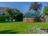 EXIT Wood pool ø450x122cm with dome and sand filter and heat pump - brown