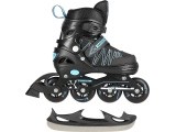 NH11912 2IN1 IN-LINE SKATES/HOCKEY ICE SKATES - Black/Blue