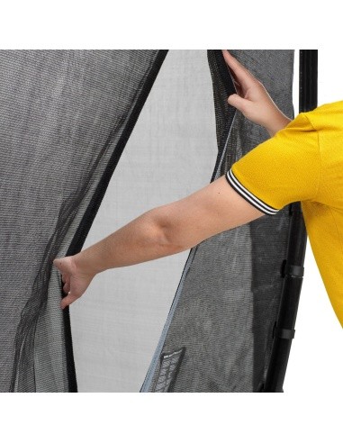 EXIT Dynamic ground level trampoline 244x427cm with safety net - black