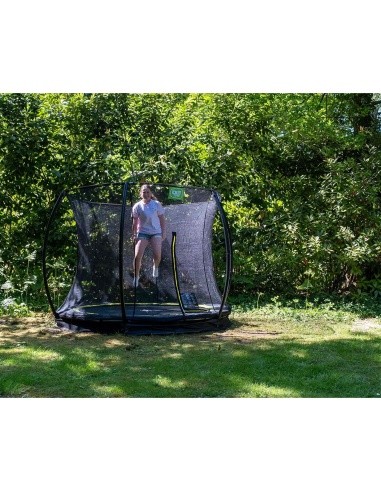 EXIT Silhouette ground trampoline ø244cm with safety net - black Outdoor Round Coil spring Sunken trampoline
