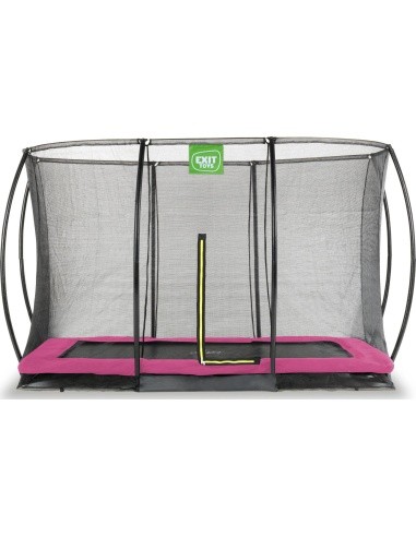 EXIT Silhouette ground trampoline 214x305cm with safety net - pink Outdoor Rectangular Coil spring Sunken trampoline