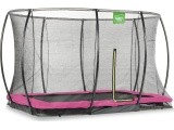 EXIT Silhouette ground trampoline 214x305cm with safety net - pink Outdoor Rectangular Coil spring Sunken trampoline