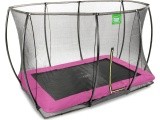 EXIT Silhouette ground trampoline 214x305cm with safety net - pink Outdoor Rectangular Coil spring Sunken trampoline
