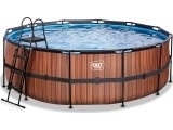 EXIT Wood pool ø427x122cm with filter pump - brown