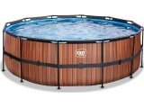 EXIT Wood baseinas ø427x122 cm su filtravimo siurbliu, rudas