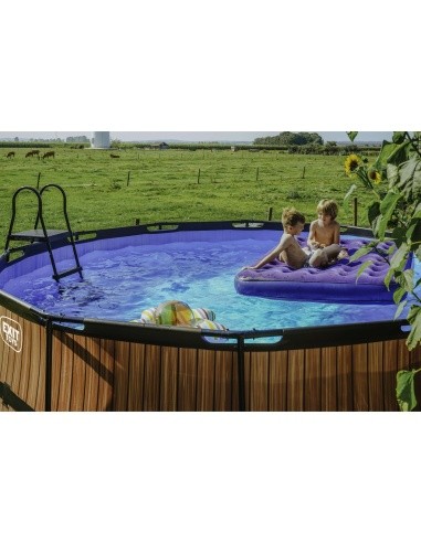 EXIT Wood pool ø427x122cm with filter pump - brown