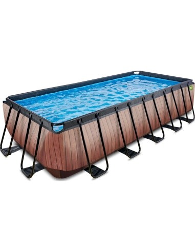EXIT Wood pool 540x250x122cm with sand filter pump - brown