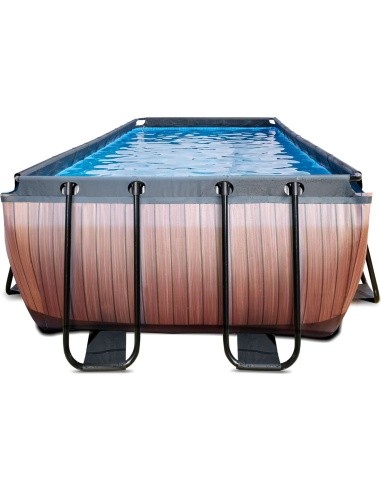 EXIT Wood pool 540x250x122cm with sand filter pump - brown