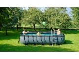 EXIT Wood pool 540x250x122cm with sand filter pump - brown