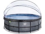 EXIT Stone pool ø450x122cm with dome and sand filter and heat pump - grey