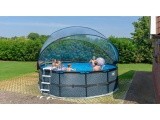 EXIT Stone pool ø450x122cm with dome and sand filter and heat pump - grey