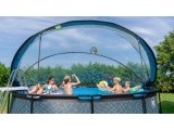 EXIT Stone pool ø450x122cm with dome and sand filter and heat pump - grey
