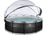 EXIT Black Leather pool ø488x122cm with sand filter pump and dome - black