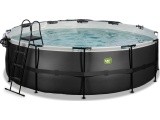 EXIT Black Leather pool ø488x122cm with sand filter pump and dome - black