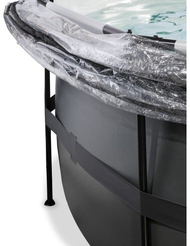 EXIT Black Leather pool ø488x122cm with sand filter pump and dome - black