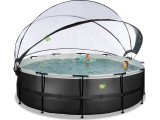 EXIT Black Leather pool ø488x122cm with sand filter pump and dome - black