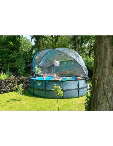EXIT Black Leather pool ø488x122cm with sand filter pump and dome - black