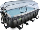 EXIT Black Leather pool 400x200x122cm with sand filter pump and dome - black