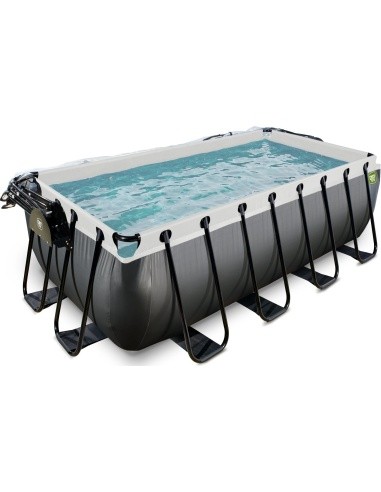 EXIT Black Leather pool 400x200x122cm with sand filter pump and dome - black