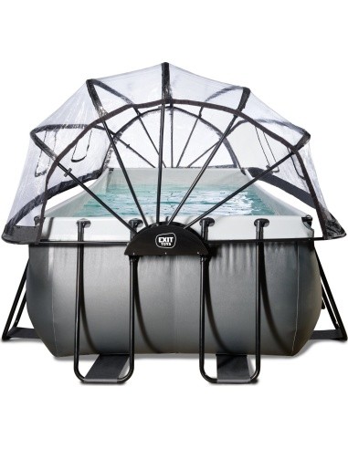 EXIT Black Leather pool 400x200x122cm with sand filter pump and dome - black