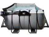 EXIT Black Leather pool 400x200x122cm with sand filter pump and dome - black