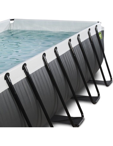 EXIT Black Leather pool 400x200x122cm with sand filter pump and dome - black