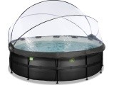 EXIT Black Leather pool ø450x122cm with sand filter pump and dome and heat pump - black