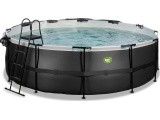 EXIT Black Leather pool ø450x122cm with sand filter pump and dome and heat pump - black