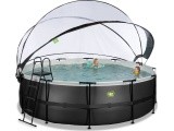 EXIT Black Leather pool ø450x122cm with sand filter pump and dome and heat pump - black