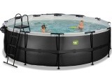 EXIT Black Leather pool ø488x122cm with sand filter pump and dome and heat pump - black