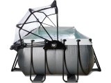 EXIT Black Leather pool 400x200x122cm with sand filter pump and dome and heat pump - black