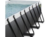 EXIT Black Leather pool 400x200x122cm with sand filter pump and dome and heat pump - black