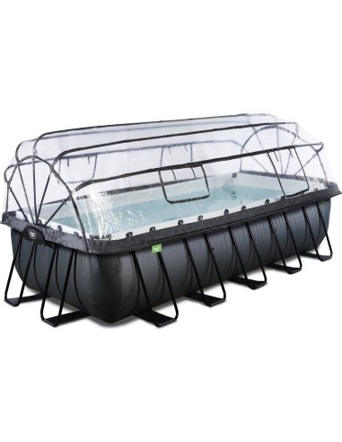 EXIT Black Leather pool 540x250x122cm with sand filter pump and dome and heat pump - black
