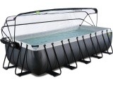 EXIT Black Leather pool 540x250x122cm with sand filter pump and dome and heat pump - black