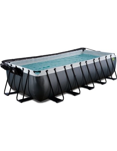 EXIT Black Leather pool 540x250x122cm with sand filter pump and dome and heat pump - black